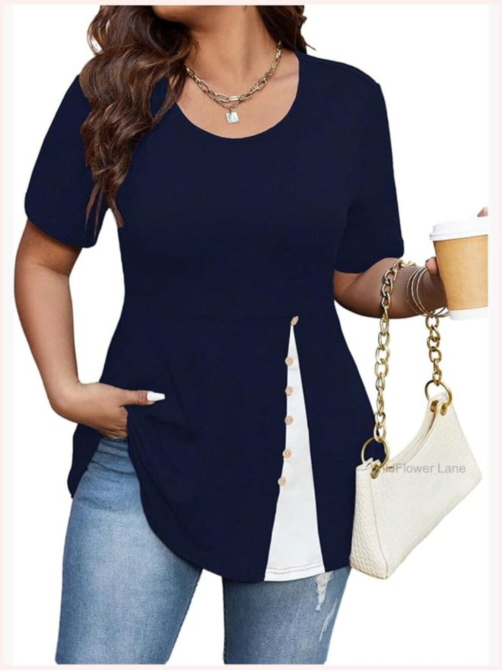 Plus Size Peplum Button Front T Shirt Dressy Casual Top
